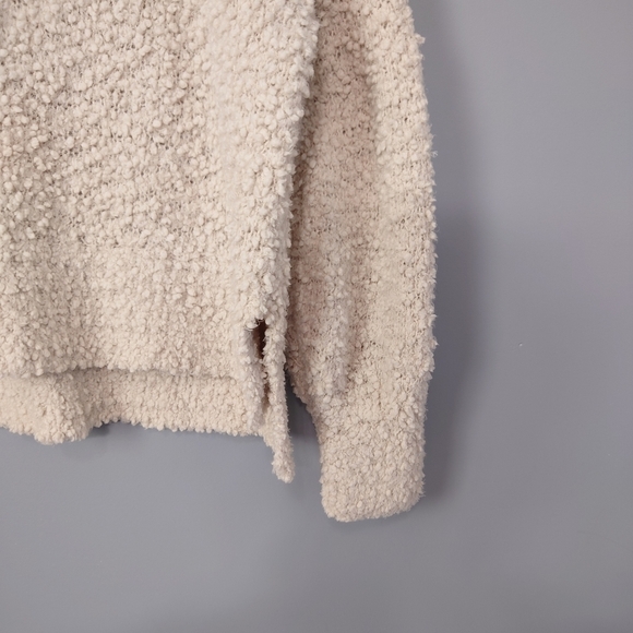 Pink Rose Ultra Soft Fluffy Pullover Sweater Hi Lol Hemline Size XL In Beige - Picture 3 of 8